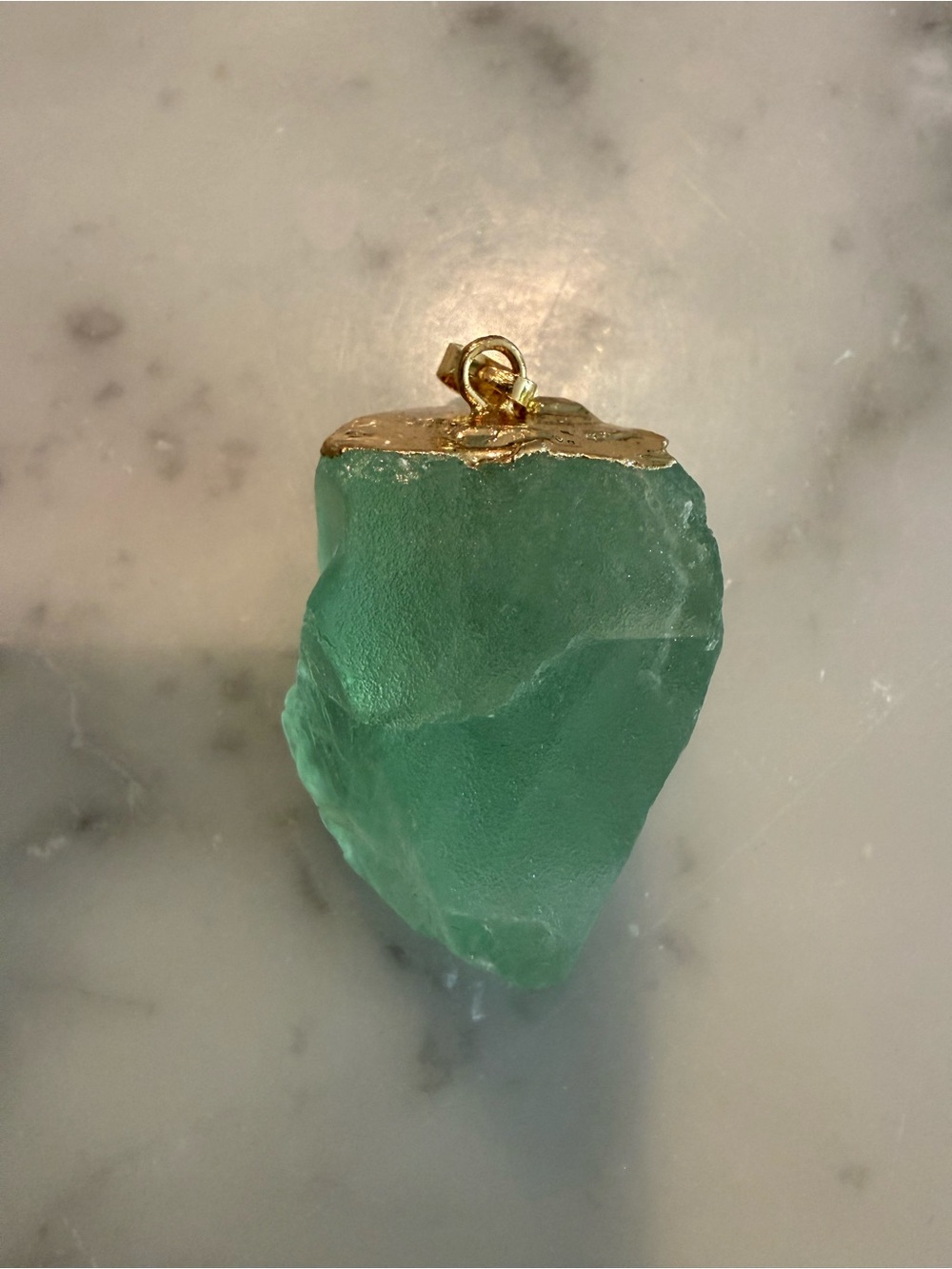 Green Raw Fluorite Crystal Necklace Pendant